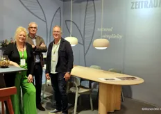 Rianne Ponsioen, Peter Joebsch, and Marc Ponsioen at the Zeitraum booth. Next to them, the Curtain table can be seen.
